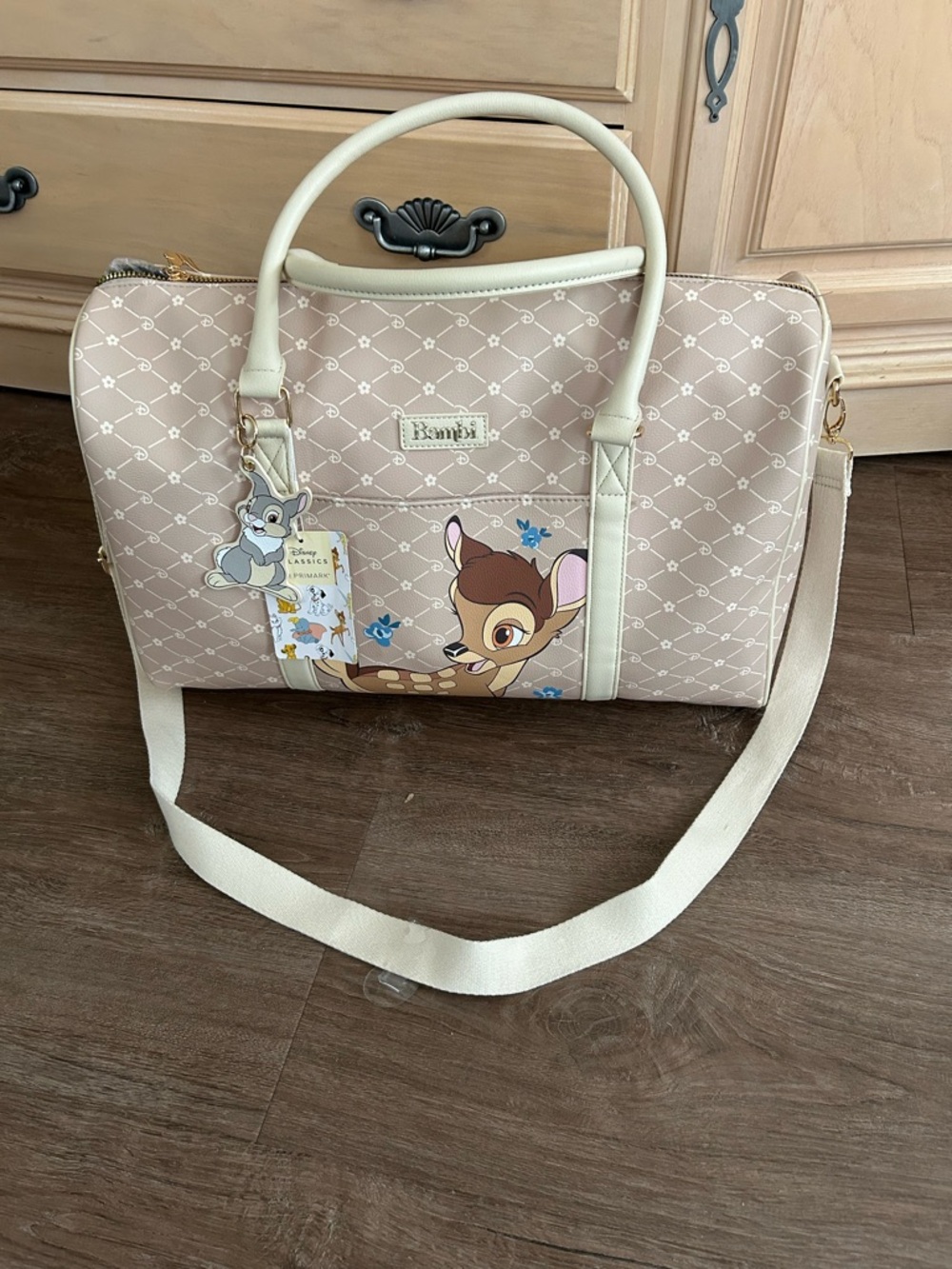 Bambi NWT DISNEY Beige Satchel Bag with Strap